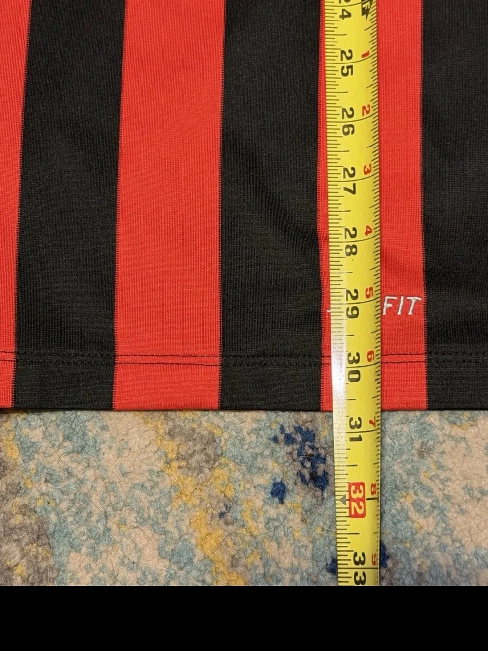 Nike Red and Black Striped Soccer Jersey with ETI Logo